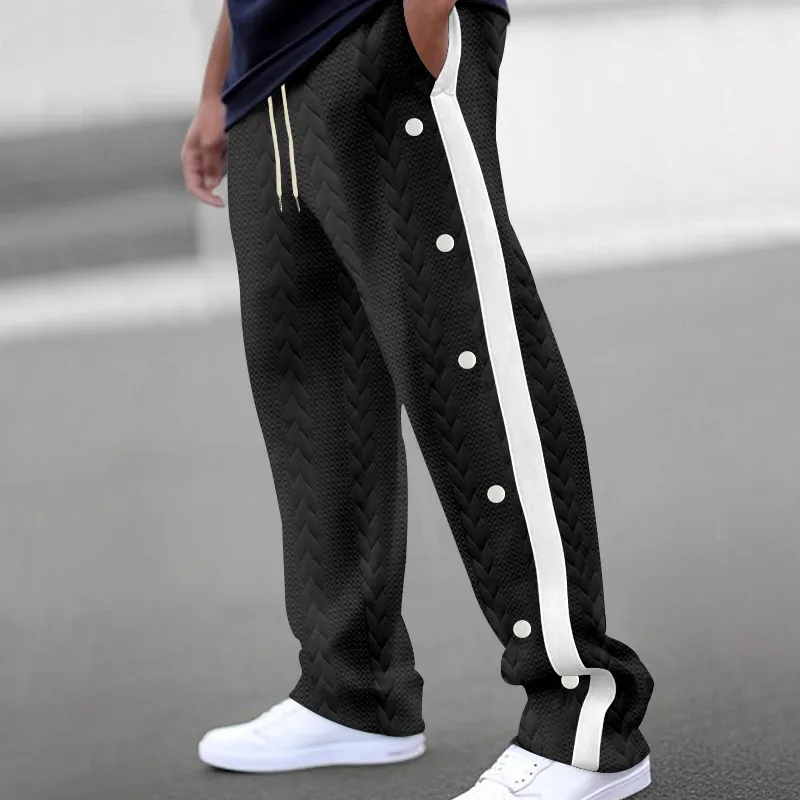 Men's Stylish Jacquard Button Casual Pants - Heavyweight All - Season Trousers In European Sizes
