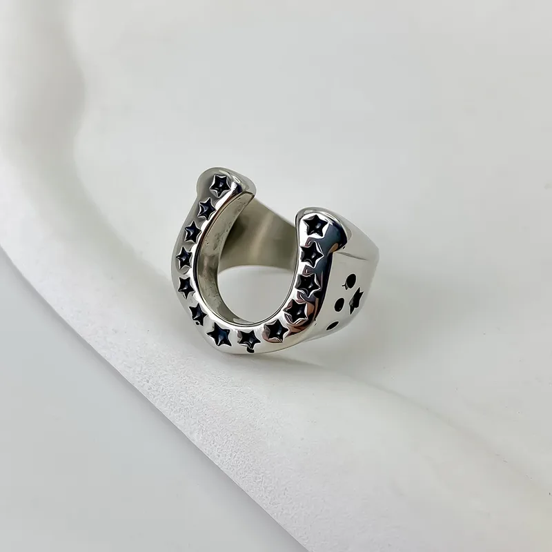 Vintage Style Roman Style British Style Horseshoe 304 Stainless Steel Men's Rings