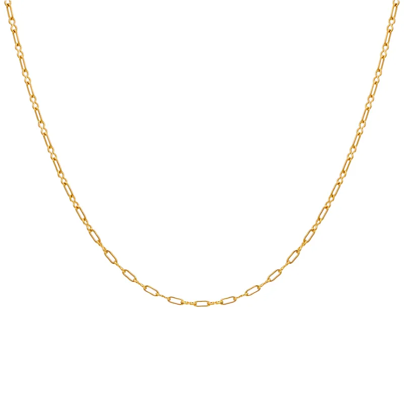 Wholesale Jewelry IG Style Simple Style Geometric 201 Stainless Steel 18K Gold Plated Necklace Cable Chain