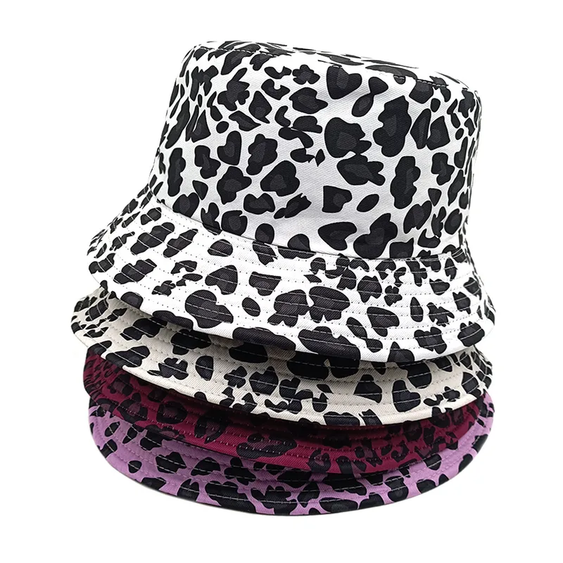 Unisex Streetwear Leopard Wide Eaves Bucket Hat