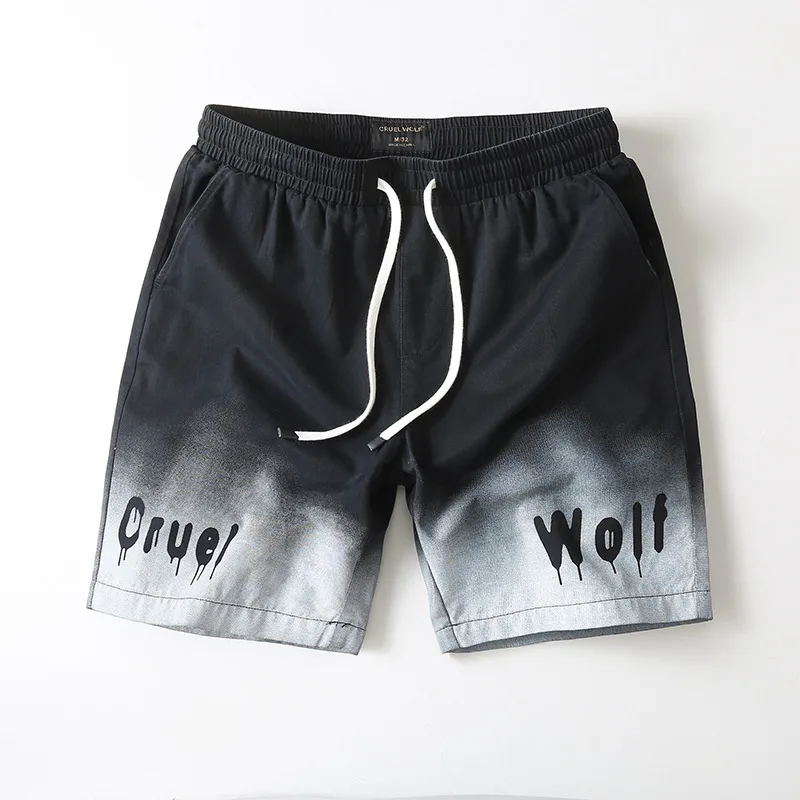 Men's American Streetwear Mid - Length Shorts, Lightweight Summer Casual Cotton Gradient Color Outdoor Relaxed Fit