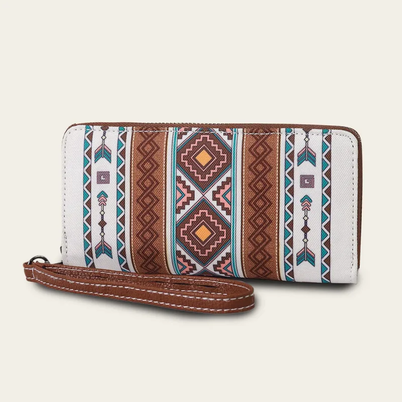 Women's Geometric Canvas Zipper
