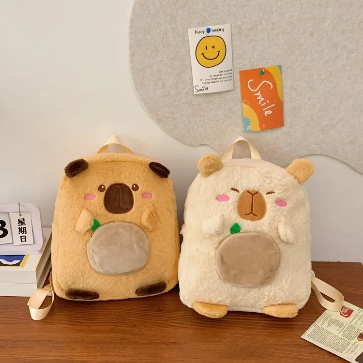 Unisex Plush Capybara Cute Sewing Thread Square Zipper Square Bag