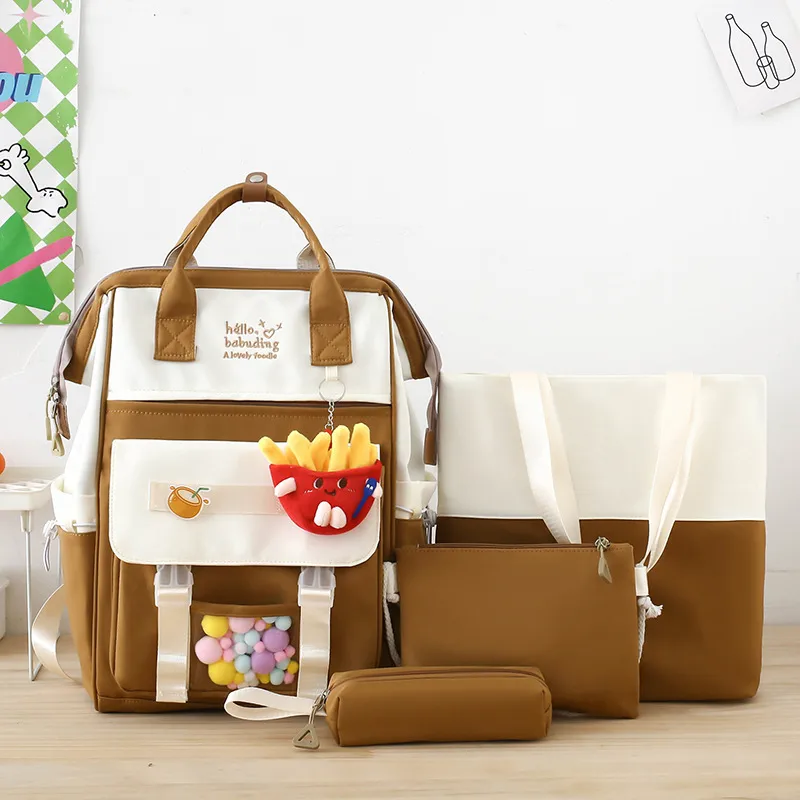 Color Block Casual School School Backpack