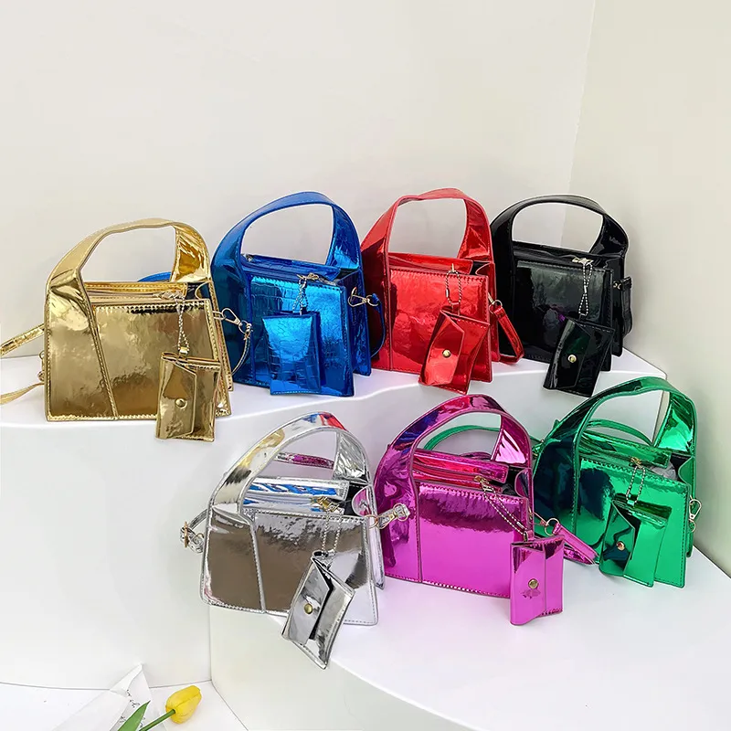 Women's Small Pu Leather Solid Color Classic Style Square Zipper Crossbody Bag