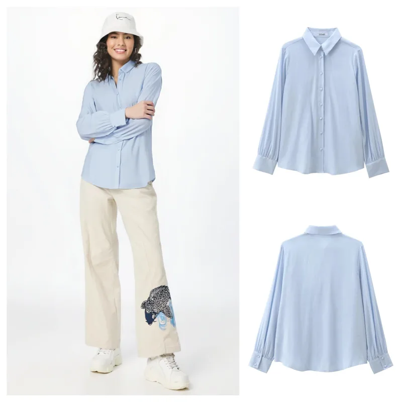 Women's Blouse Long Sleeve Blouses Simple Style Solid Color