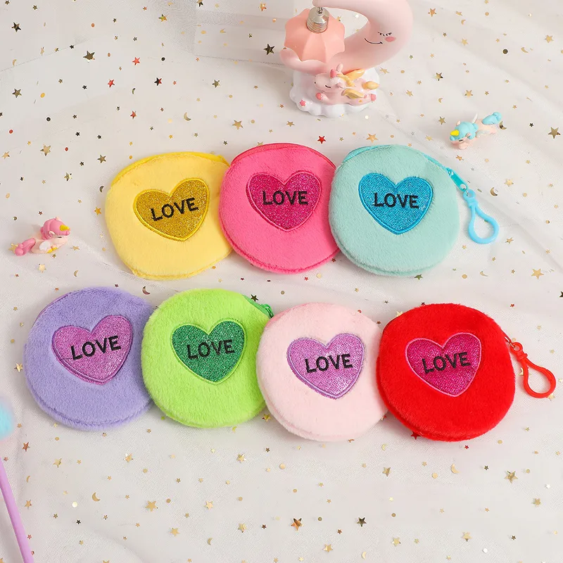 Unisex Letter Heart Shape Plush Zipper