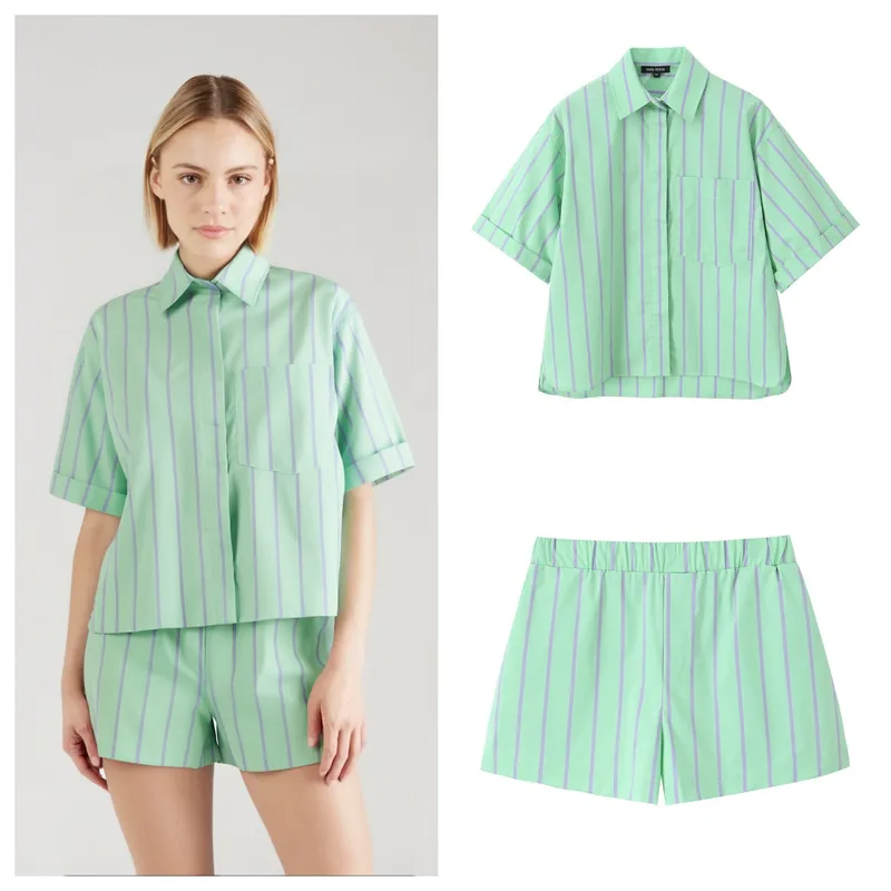 Holiday Daily Selfie Women's Streetwear Stripe Polyester Shorts Co-ord Set Shorts Sets