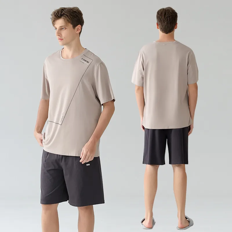 Cooling Men's Modal Pajama Set - Short Sleeve Shirt & Breathable Shorts, Lightweight Summer Homewear