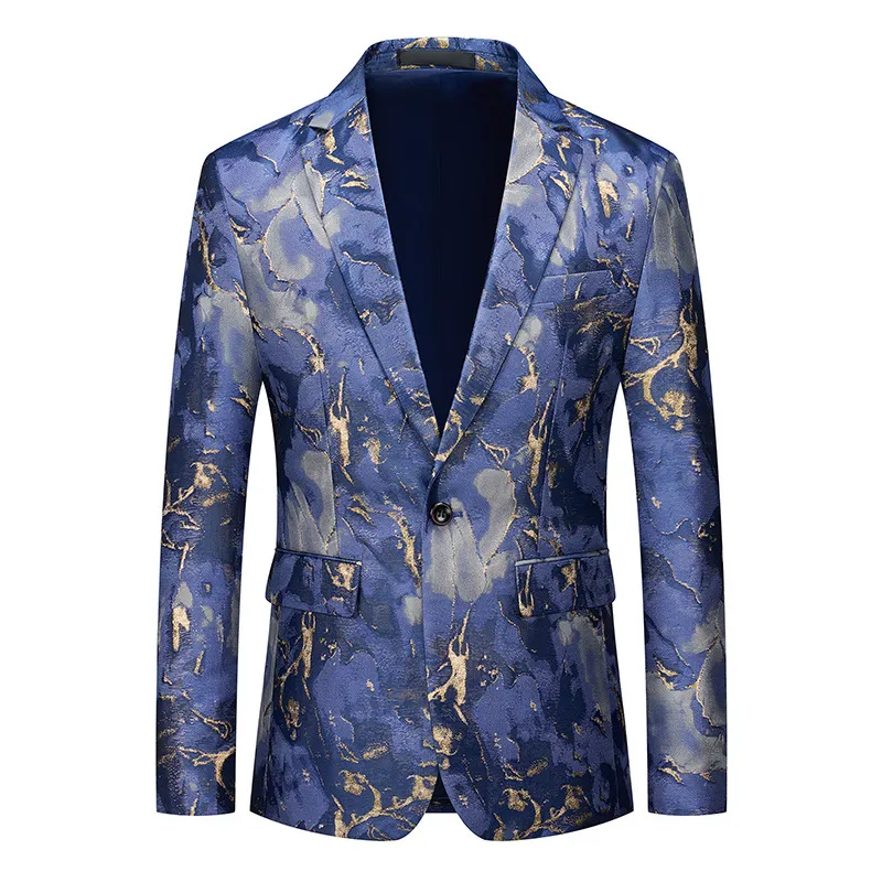 Tie - Dye Slim Fit Men's Suit Blazer - Korean Style Single - Button Design For Business Casual And Stage Events
