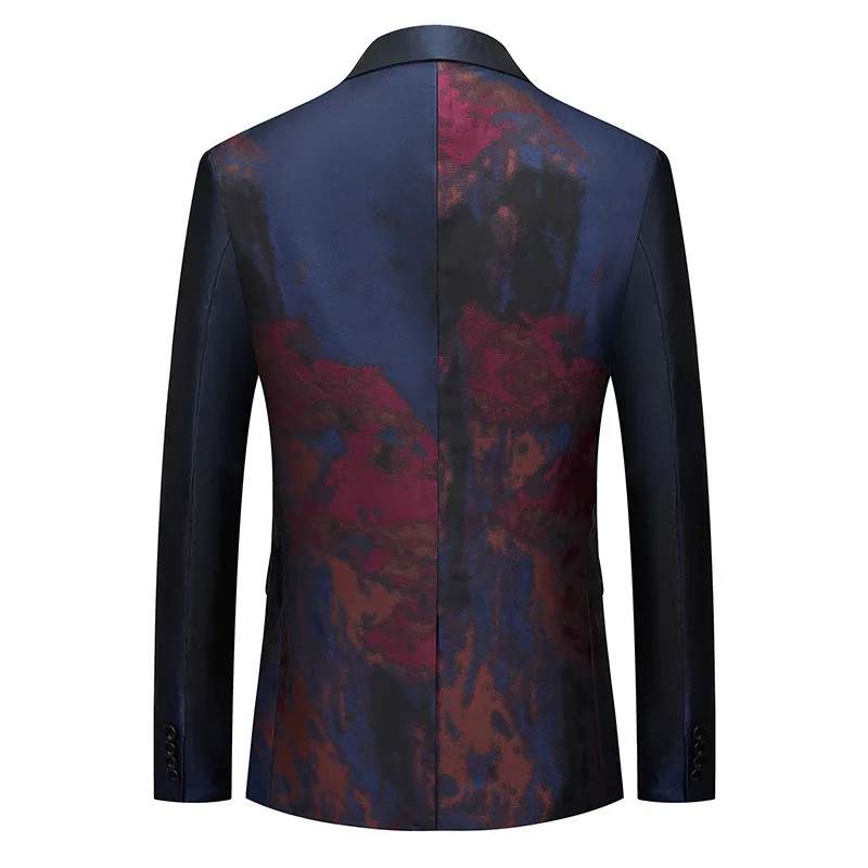 Men's Korean Style Slim Fit Single - Button Suit Jacket With Subtle Pattern, Business Casual Blazer For Banquets, Hosting, And Formal Events