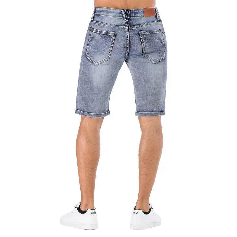 Men's Stretch Denim Shorts - Distressed Retro Casual Mid - Length With Elastic Waist, Multi - Color Summer Urban Fashion