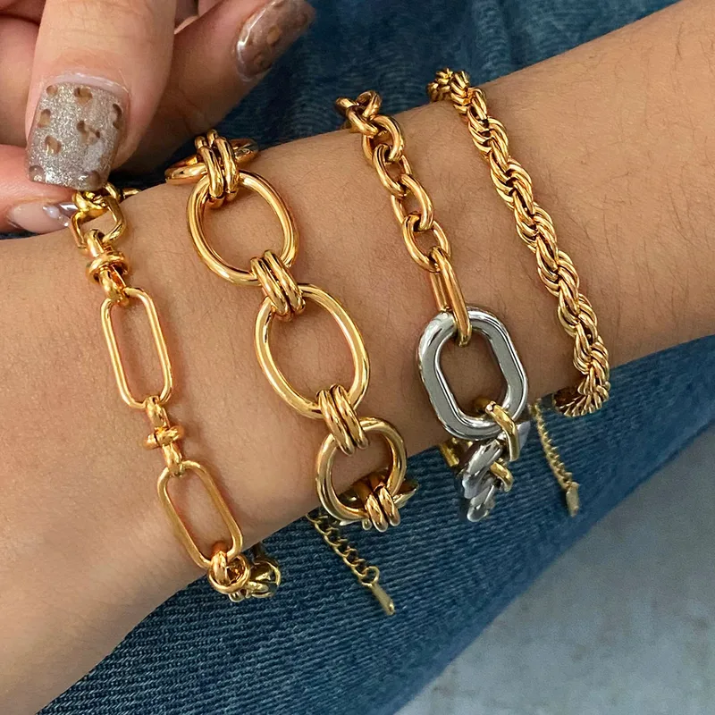 Casual Hip-Hop Geometric 304 Stainless Steel Mixed Metal Plating Women's Bracelets