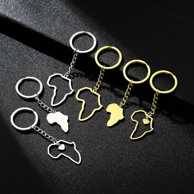 Modern Style Map Titanium Steel Unisex Keychain