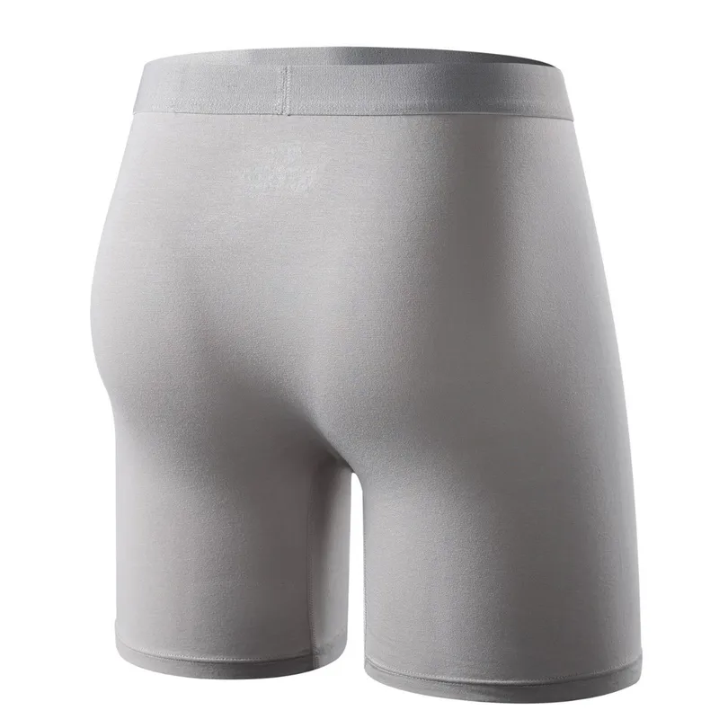 Men's Bamboo Fiber Long Underwear Mid Waist Boxer Briefs - Black Breathable Comfort For Sports, Teens & Casual Wear