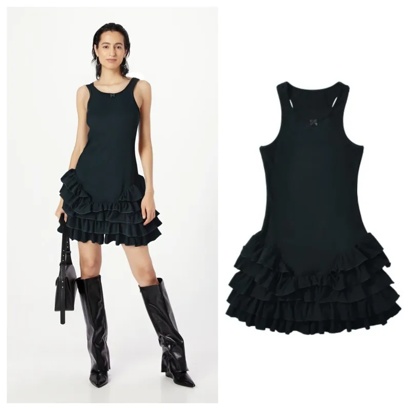 Women's A- Line Skirt Streetwear Round Neck Sleeveless Solid Color Above Knee Holiday Banquet Selfie