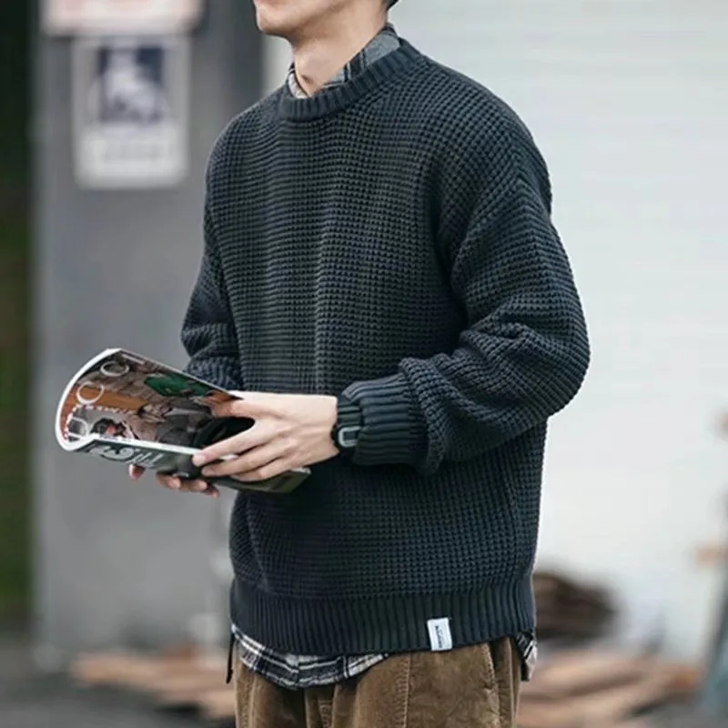 Heavy 800G Winter Sweater Men's Thickened Sweater Korean Style Trendy Loose Solid Color Casual Bottoming Couple Coat