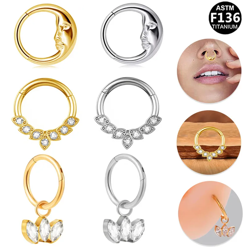 Casual Simple Style Classic Style Geometric Pure Titanium Titanium Alloy Plating Inlay Zircon 14K Gold Plated White Gold Plated Unisex Nose Ring