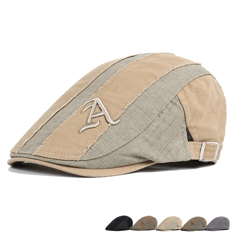 Women's Retro Sports Color Block Embroidery Flat Eaves Beret Hat