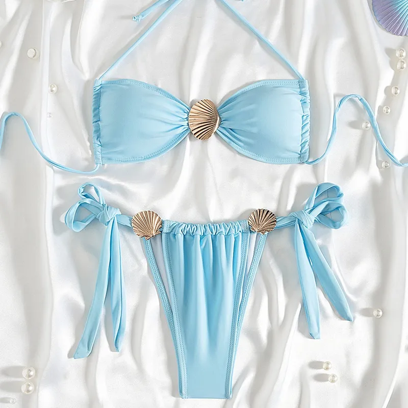 Women's Solid Color 2 Pieces Set Swimwear