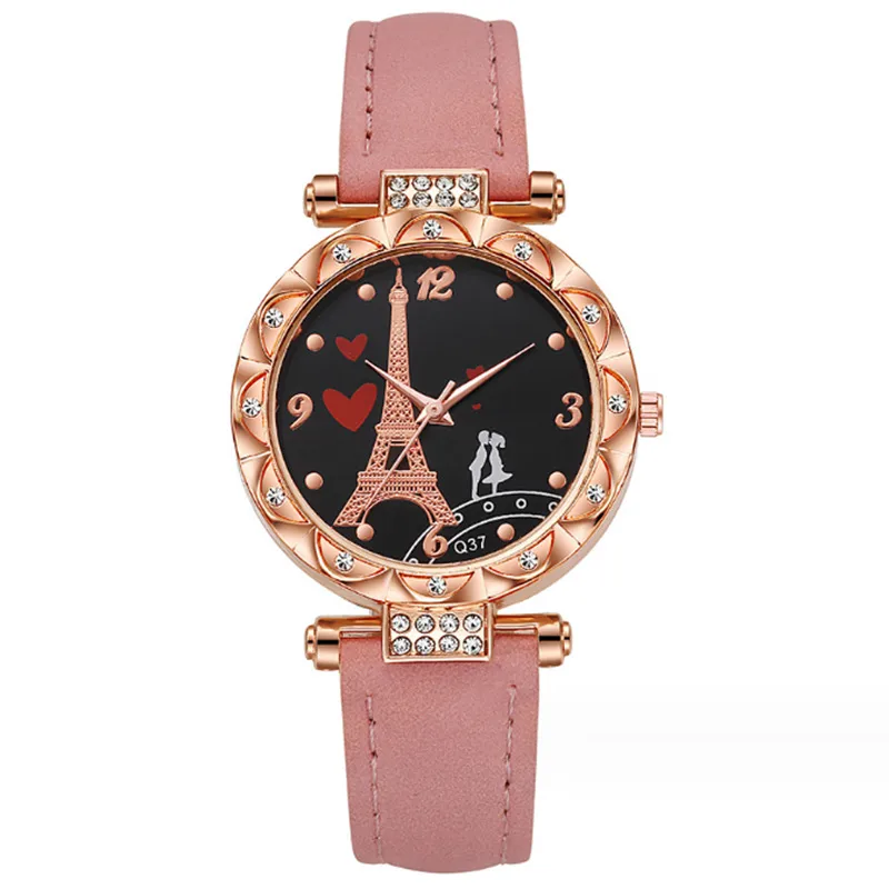 Casual Tower Heart Shape Buckle Quartz