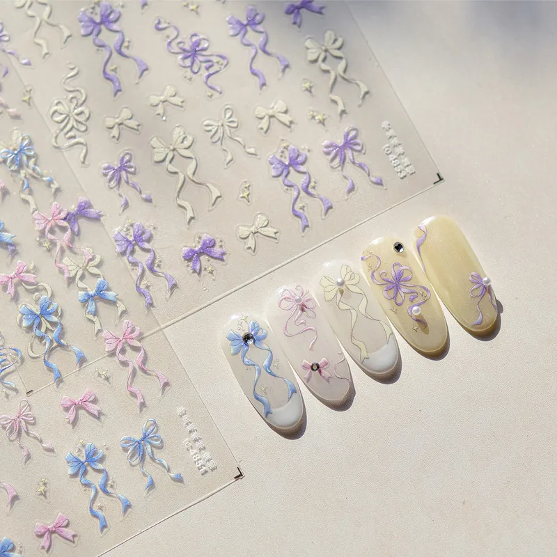 Cartoon Bow Knot PET Nail Patches