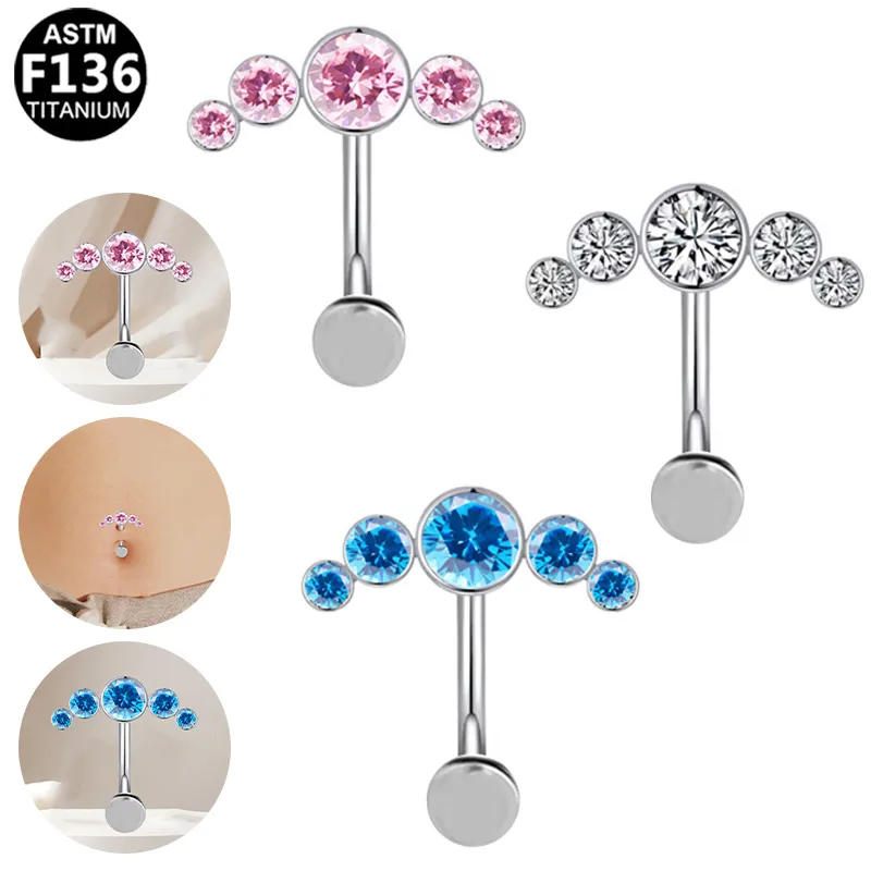 Casual Simple Style Classic Style Geometric Pure Titanium Titanium Alloy Plating Inlay Zircon White Gold Plated Unisex Belly Ring