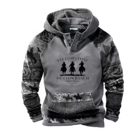 Men's Retro 3D Print Hooded Sweatshirt - Casual Streetwear Pullover, Urban Fashion Essentials For Sports & Street Stylew Casual Retro 3D Print Men's Hooded Sweatshirt - Trendy Streetwear Sportswear For Urban Fashionl Hoodie With 3D Print, Men's Streetwear Sportswear For Urban Fashion And European - American Style
