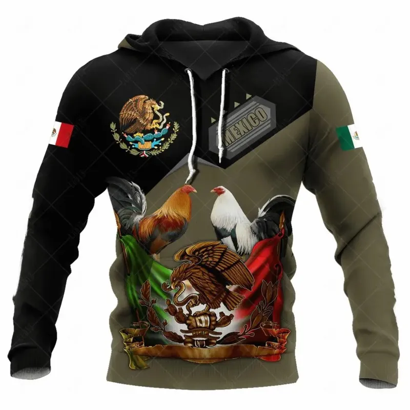 Men's Hoodie Mexican Hoodie 3D Printing Mexican Cock Pattern Top Autumn Clothing Hooded