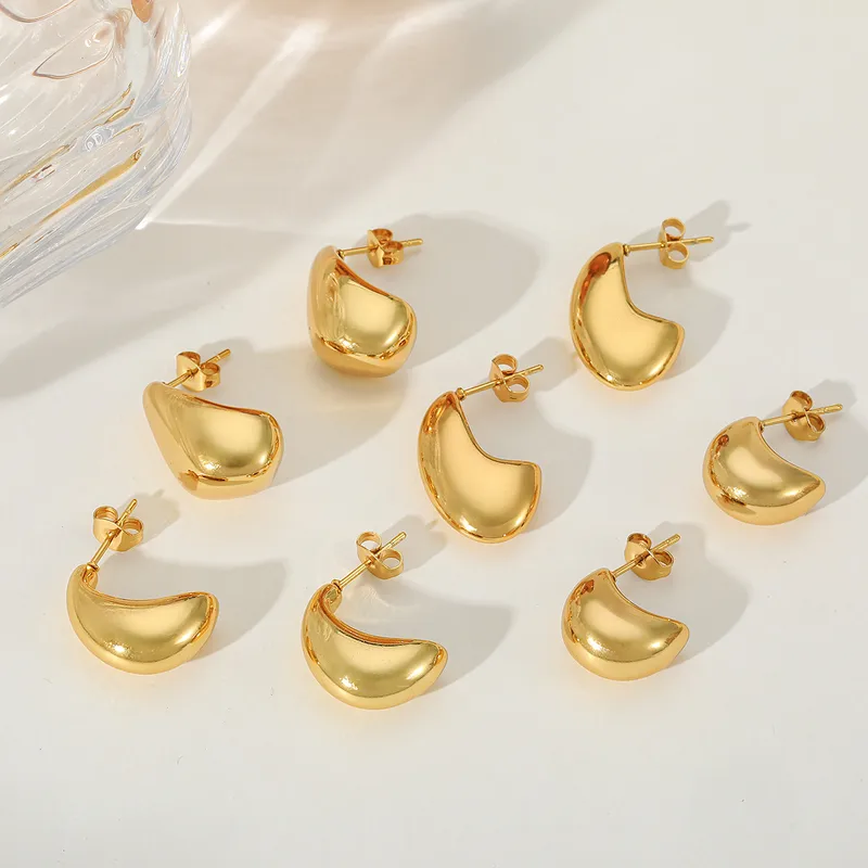 1 Pair Elegant Simple Style C Shape 304 Stainless Steel 18K Gold Plated Ear Studs