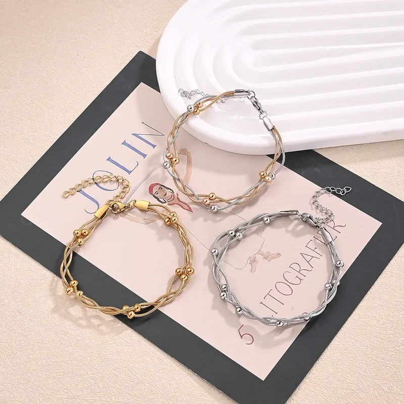 Casual Simple Style Classic Style Round 304 Stainless Steel Handmade Polishing Plating 18K Gold Plated Rose Gold Plated Unisex Bracelets