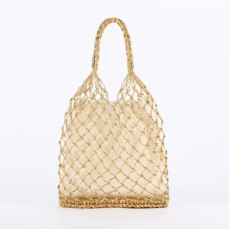 Women's Paper Solid Color Beach Streetwear Weave Square String Straw Bag