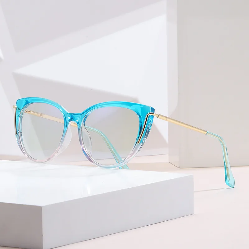 Modern Style Classic Style Geometric Pc Cat Eye Discoloration Full Frame Glasses