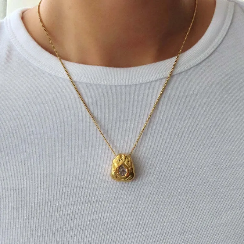 Vacation Simple Style Water Droplets 304 Stainless Steel Inlay Zircon Women's Pendant Necklace