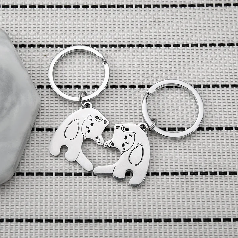 Cute Cat 201 Stainless Steel Women's Keychain