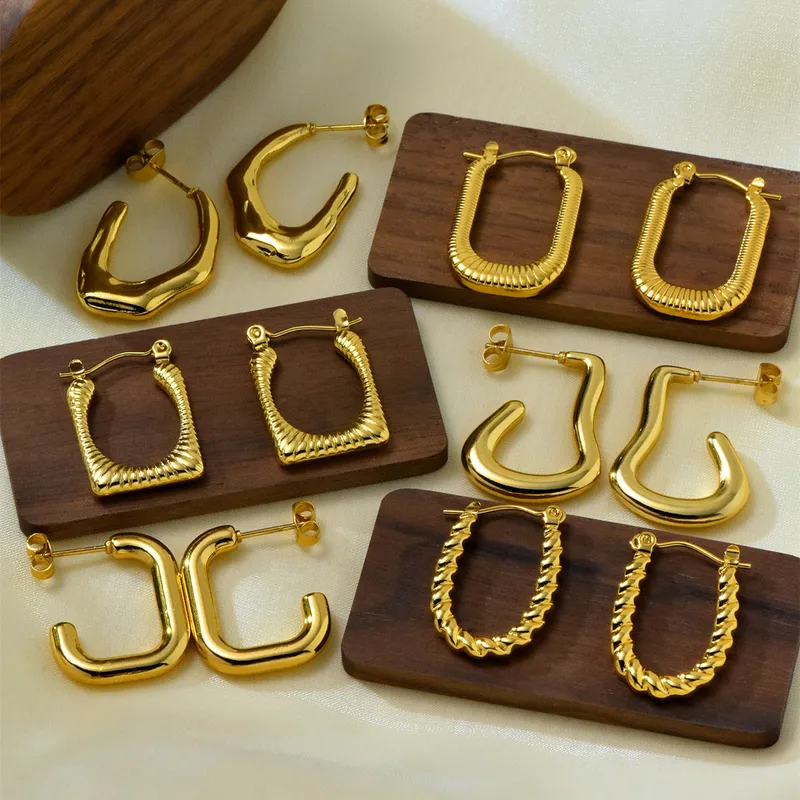 1 Set 1 Pair Elegant Irregular 304 Stainless Steel Earrings