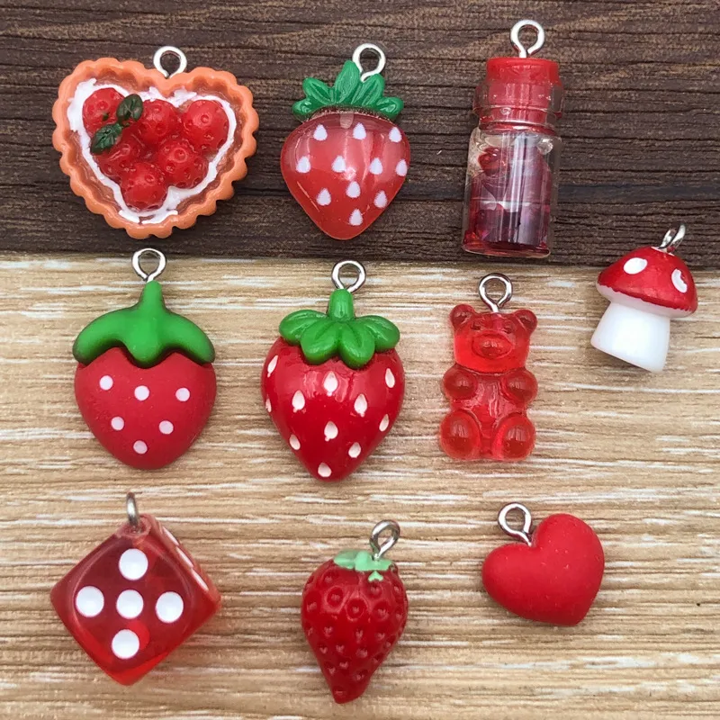 Cute Strawberry Mushroom Resin Epoxy DIY Ornament Accessories
