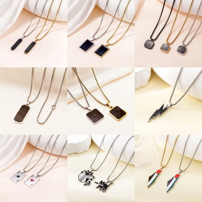 Retro Classic Style Geometric Cat Titanium Steel Plating Unisex Pendant Necklace