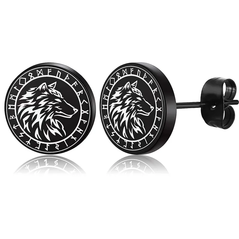 1 Piece Retro Animal Letter Carving 304 Stainless Steel Ear Studs