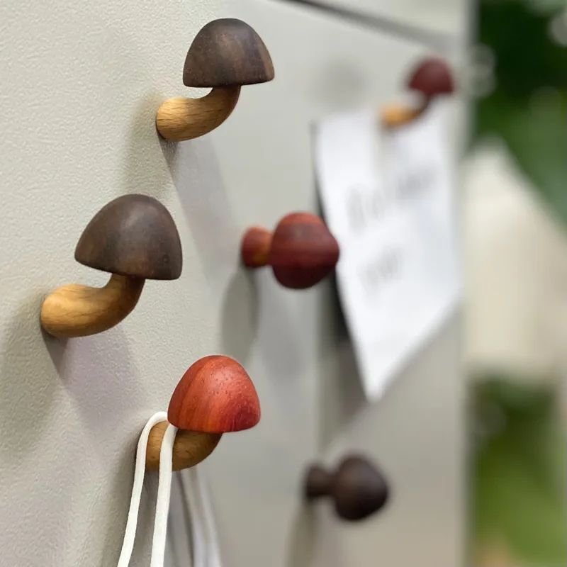 Cute Mushroom Wood Refrigerator Magnet
