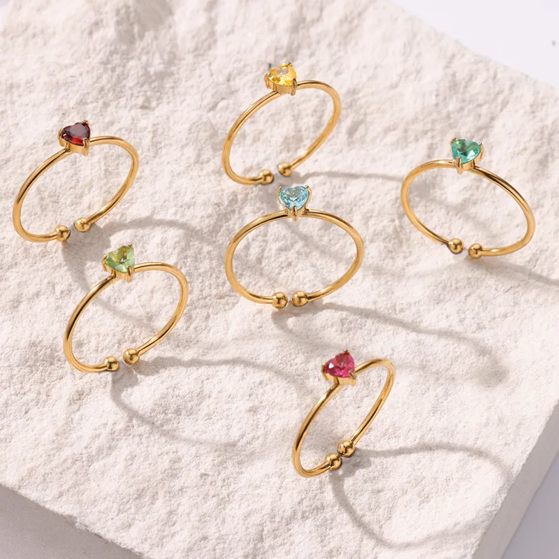 Simple Style Heart Shape 304 Stainless Steel Women's Open Rings