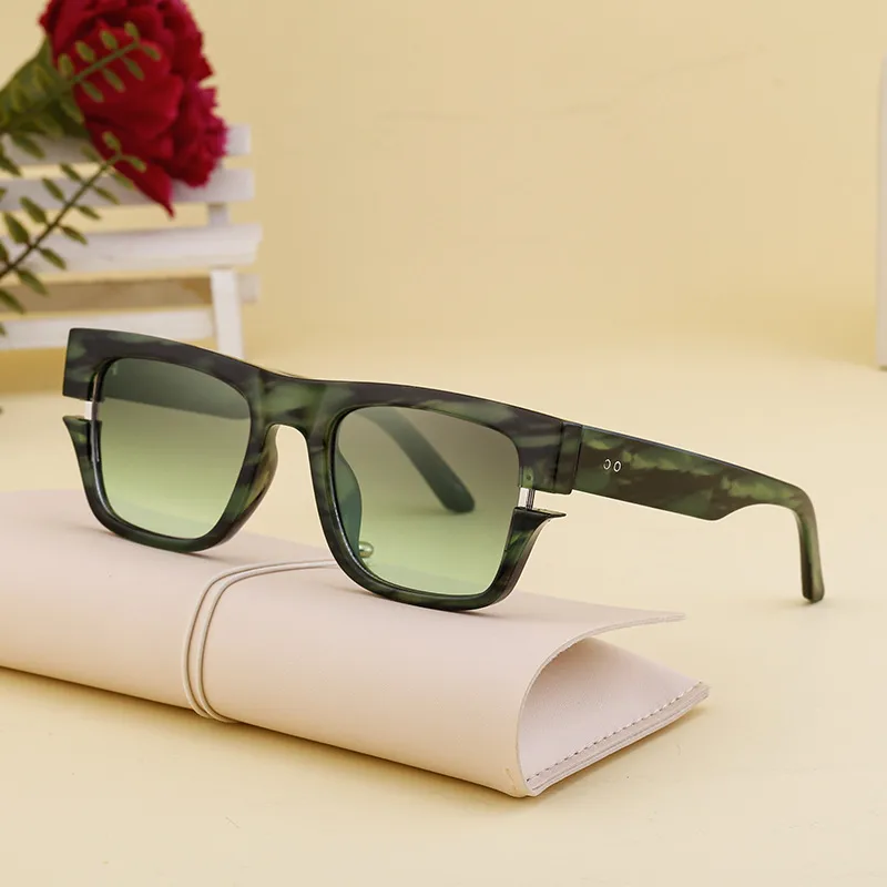 Vacation Solid Color Tac Gradient Tinted Lenses Square Full Frame Glasses