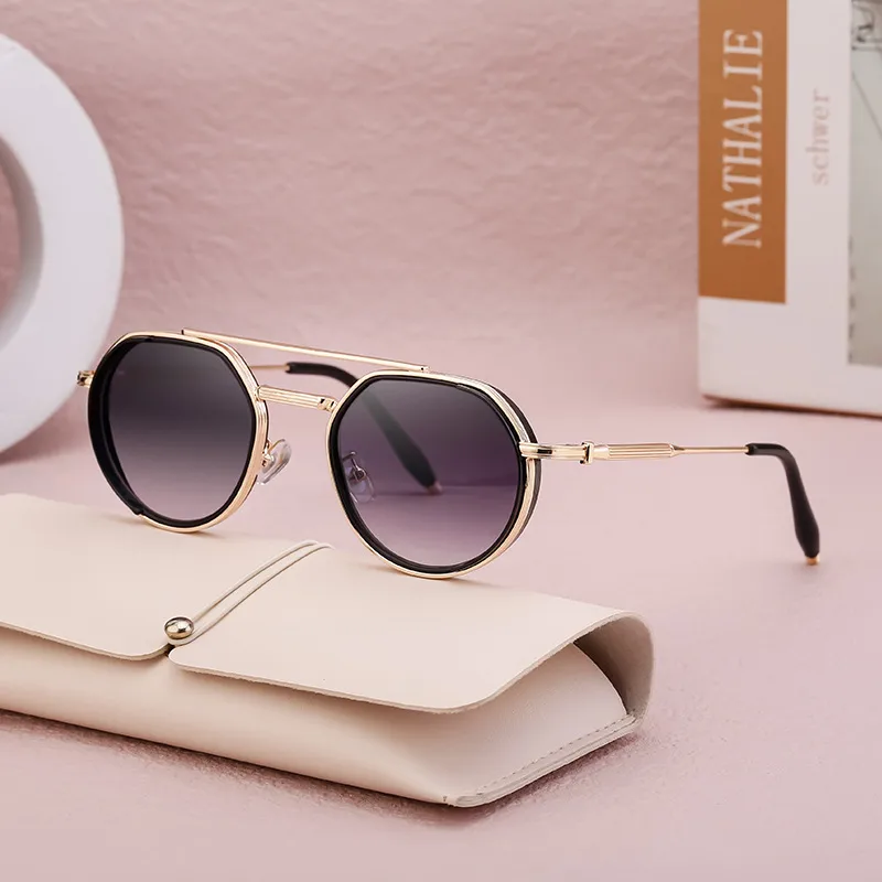 Simple Style Solid Color Pc Tinted Lenses Round Frame Full Frame Glasses