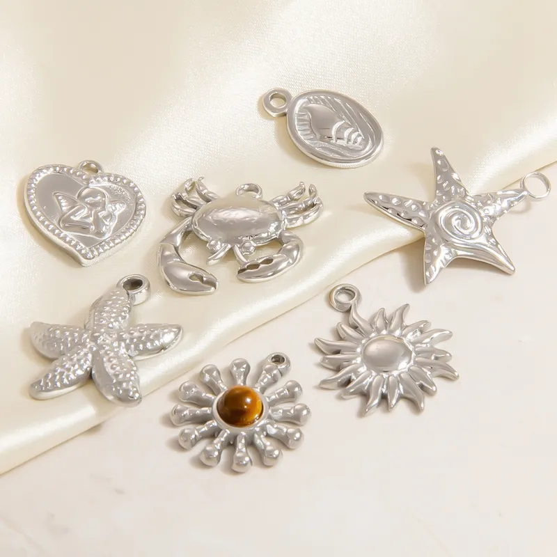 Marine Style Starfish Heart Shape Crab 304 Stainless Steel Plating DIY Ornament Accessories