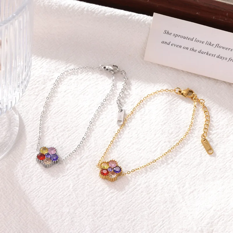 IG Style Simple Style Classic Style Flower 304 Stainless Steel 16K Gold Plated White Gold Plated Women's Bracelets