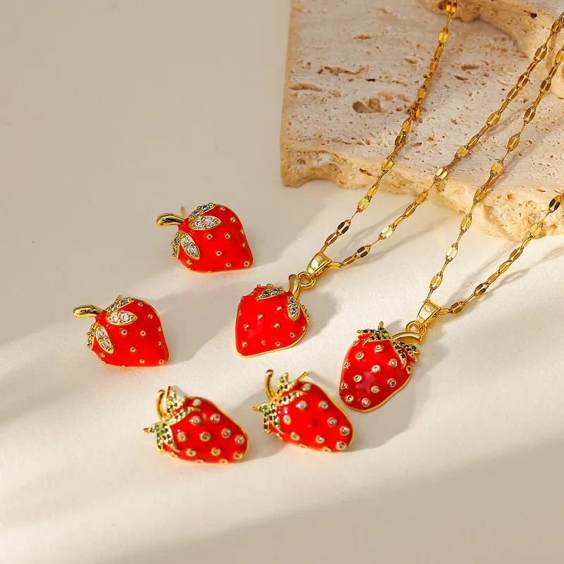Simple Style Commute Strawberry Copper Women's Jewelry Set