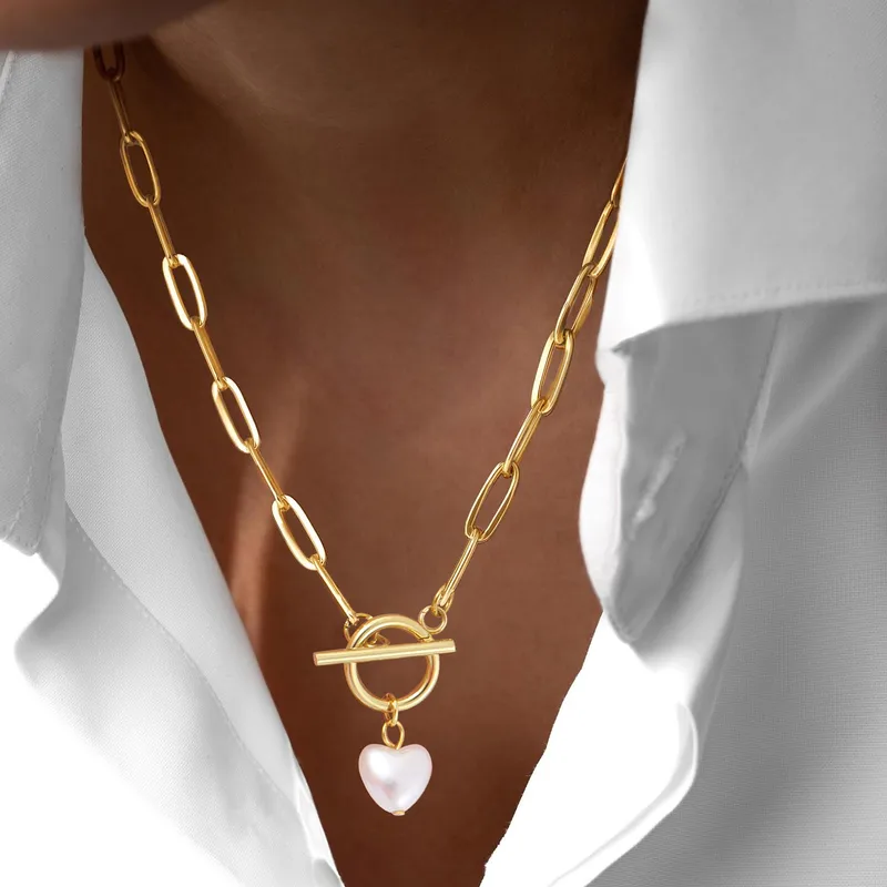 Elegant Simple Style Classic Style Round Oval Heart Shape 201 Stainless Steel Artificial Pearl Women's Pendant Necklace