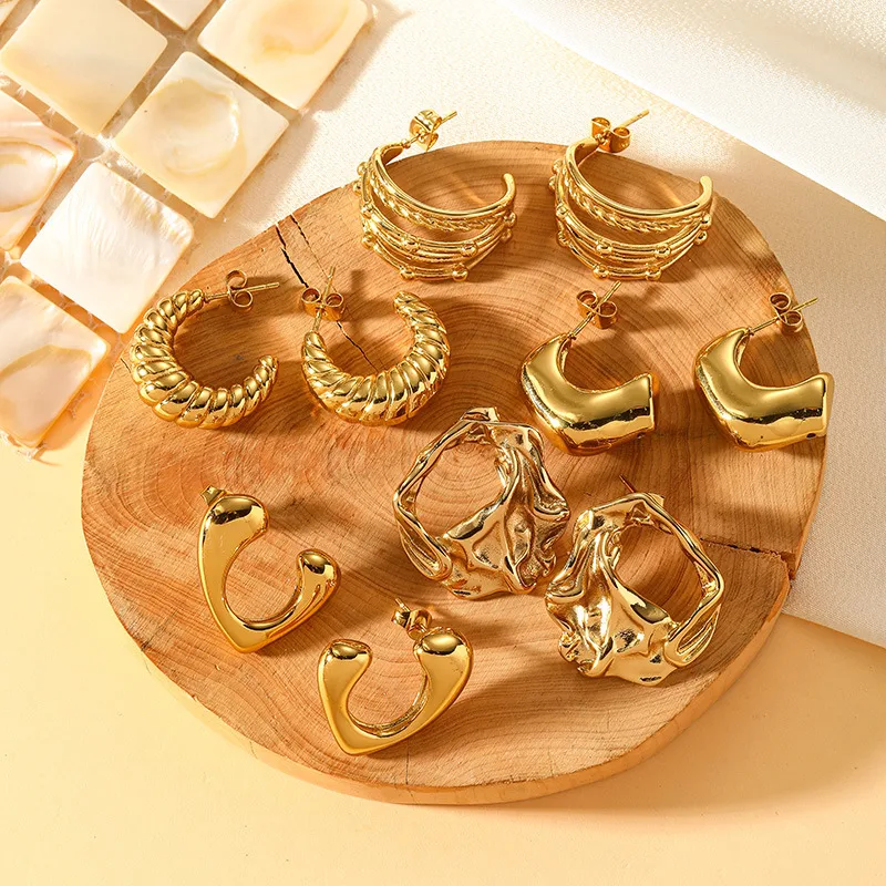 1 Pair Retro Classic Style U Shape Geometric Plating 316L Stainless Steel  Ear Studs