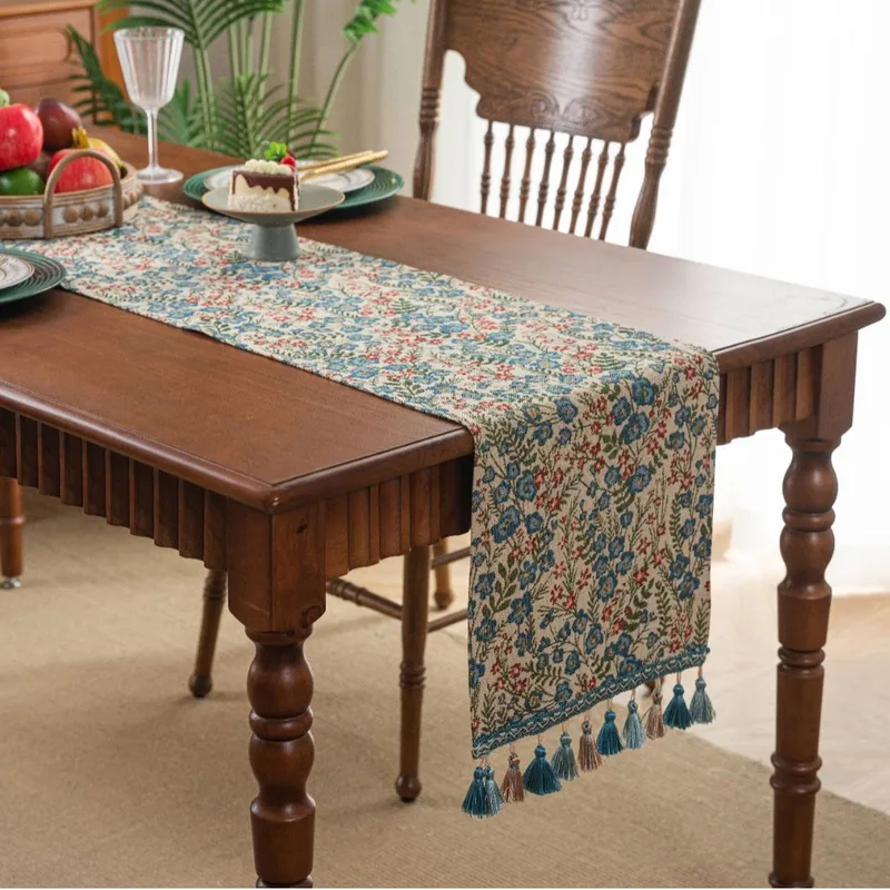 Retro Stripe Plant Cotton Polyester Tablecloths