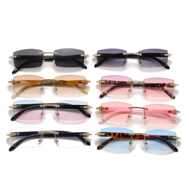Retro Vacation Rectangle Pc Square Frameless Glasses